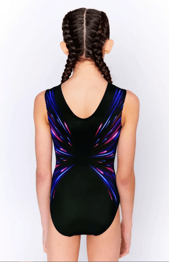 Milano mouwloos turnpakje Stellar Fusion blauw/roze