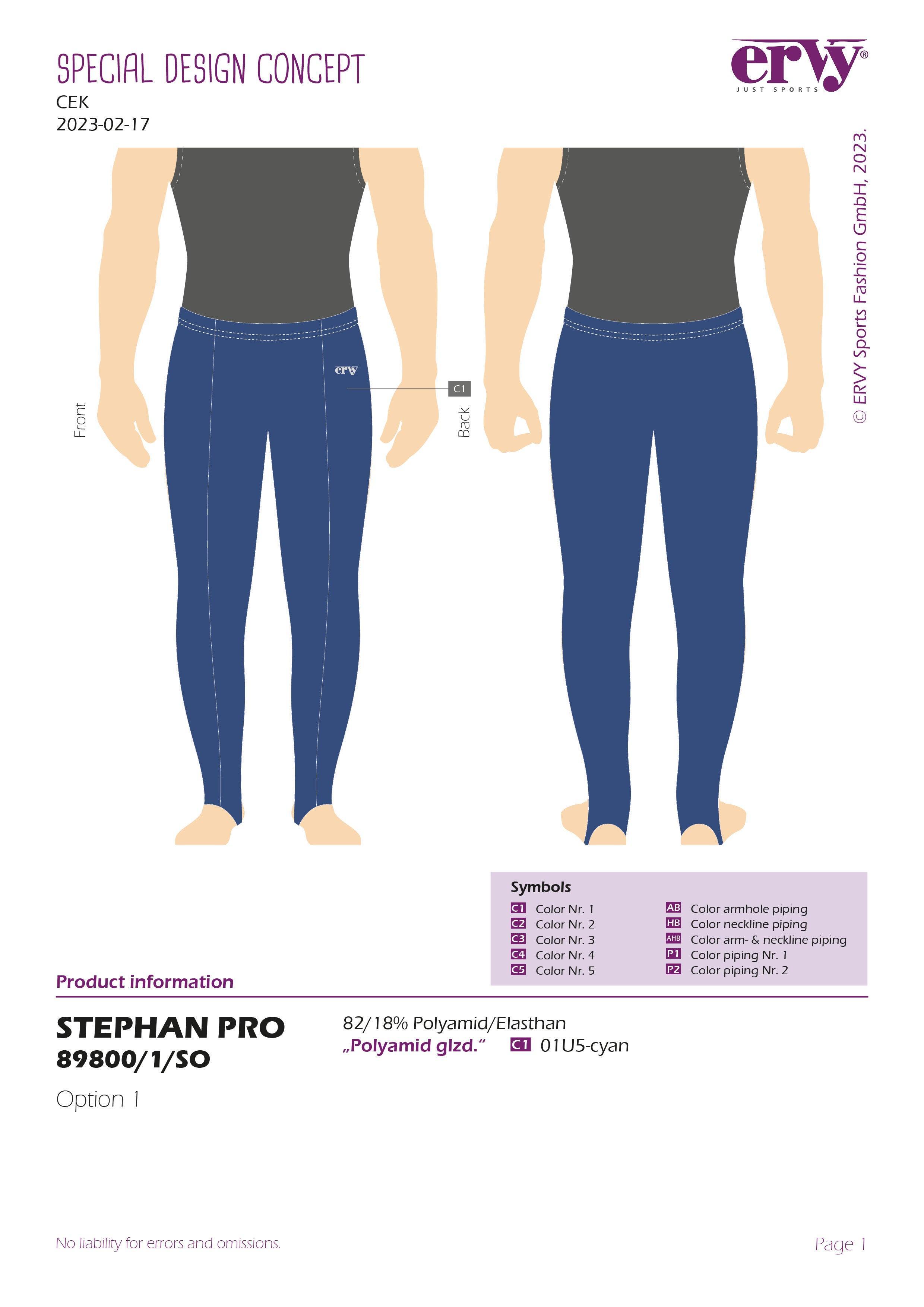 ERVY Turnbroek Stephan Pro Cyan - CEK Gymnastics