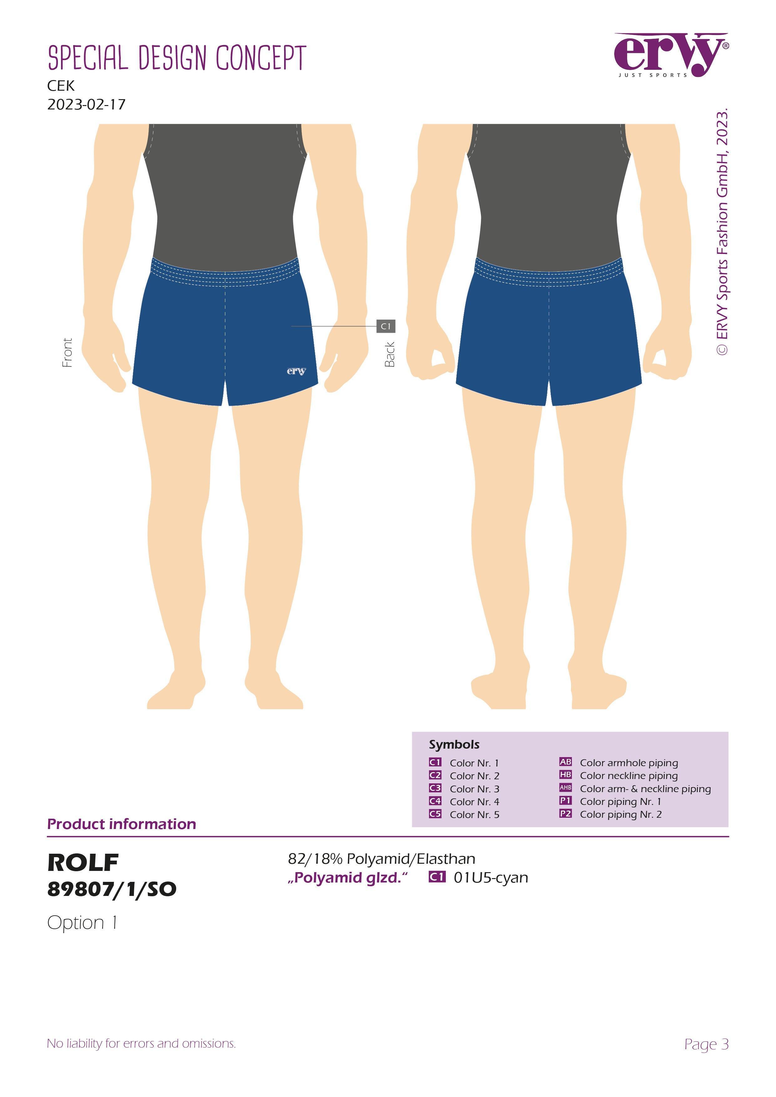 ERVY Turnshort Rolf Cyan - CEK Gymnastics