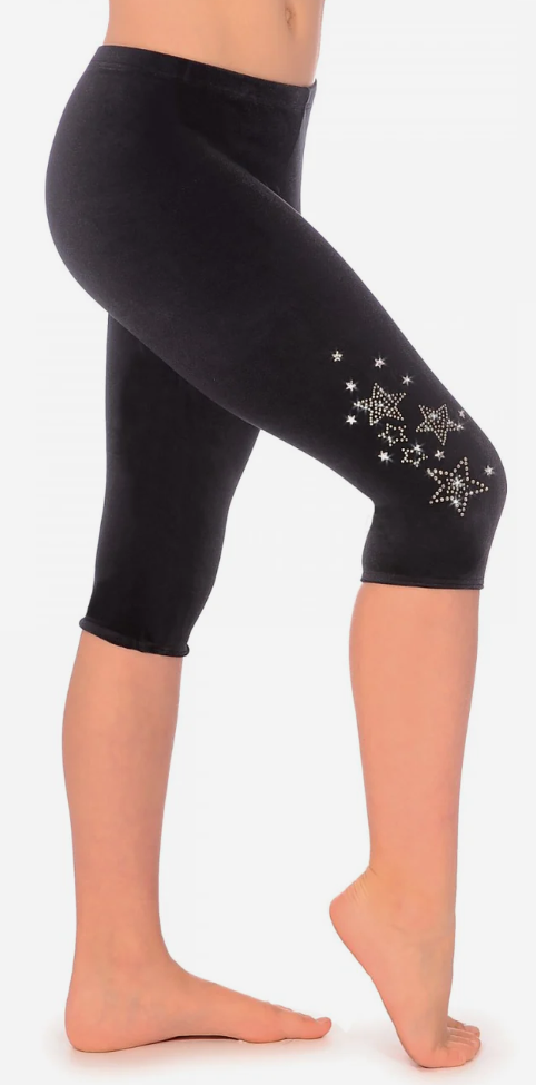 The Zone Gymnastik Capri Schwarz Samt STAR