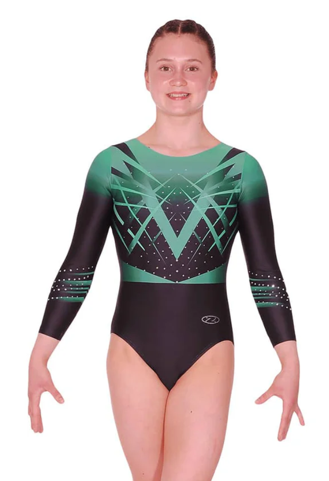 The Zone Long Sleeve Leotard Vision Green