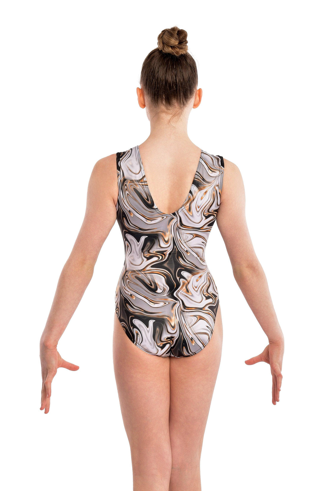 Milano sleeveless leotard Black Gold Swirl