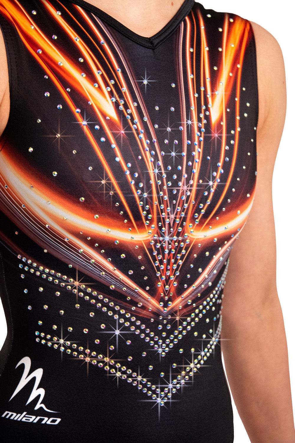 Milano sleeveless leotard Refraction orange