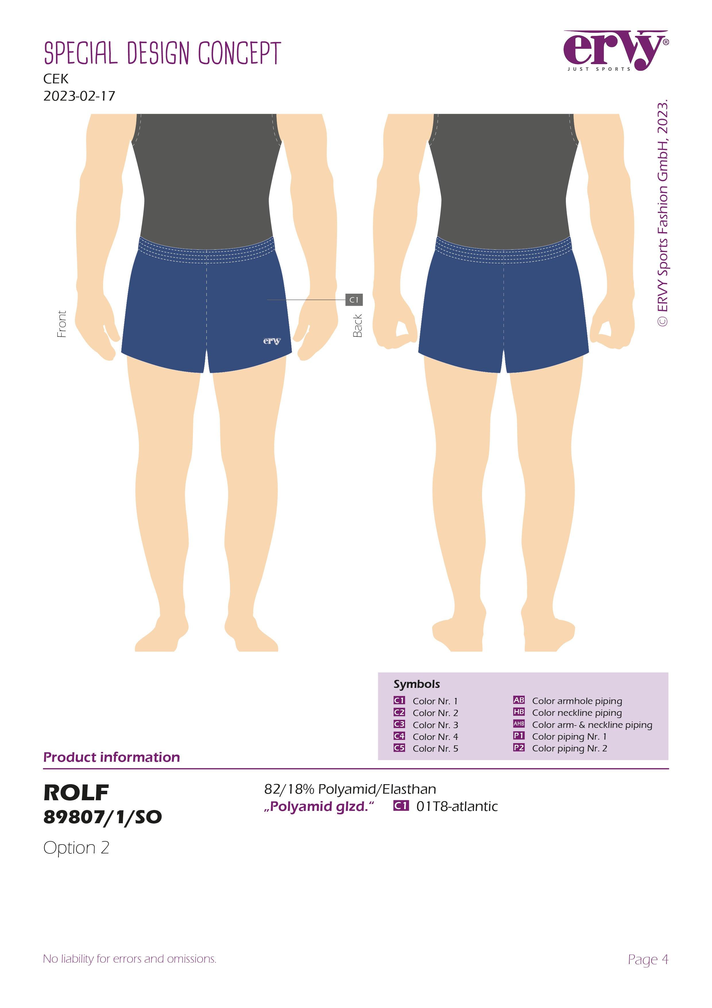 ERVY Turnshort Rolf Atlantic - CEK Gymnastics